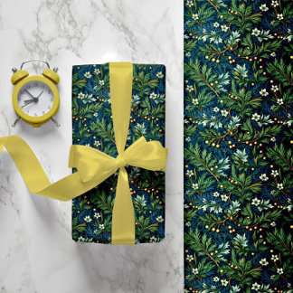 Golden Holy und Winter Foliage Geschenkpapier