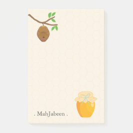 Golden Honey and Bee Hive Post-it Klebezettel