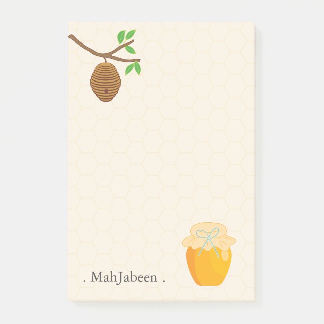Golden Honey and Bee Hive Post-it Klebezettel (Vorderseite)