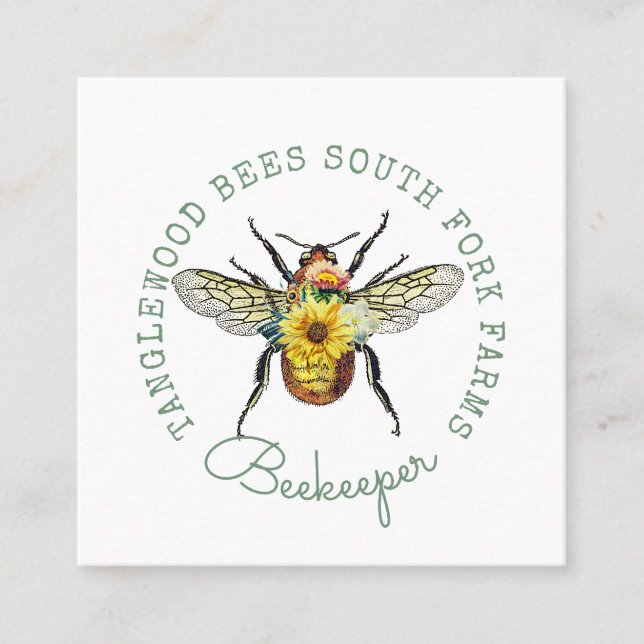 Golden Honey Bee Quadratische Visitenkarte (Vorderseite)