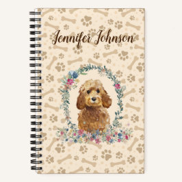 Golden Honey Cockapoo Dog Paw Print & Floral Niedl Notizbuch