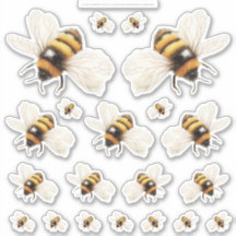 Golden Honey Fairy World – 2a - 20 bees sheet