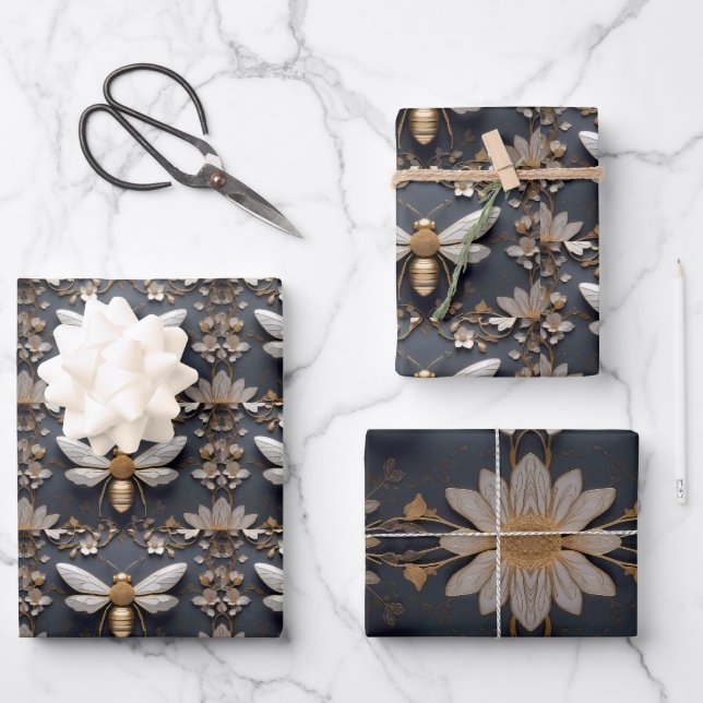 Golden Honeybee Geschenkpapier Set (Vorderseite)