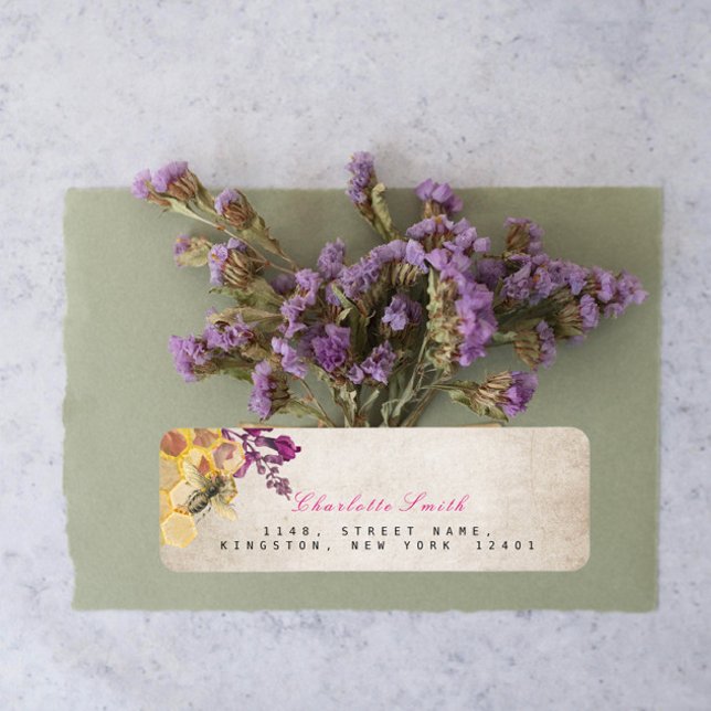 Golden Honeycomb Bee Vintage Rücksendeadressen-Auf (Von Creator hochgeladen)