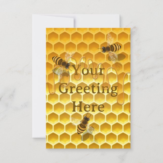 Golden Honeycomb mit Honeybienen Custom Mitteilungskarte (Vorderseite)
