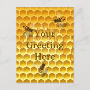 Golden Honeycomb mit Honeybienen Custom Postkarte