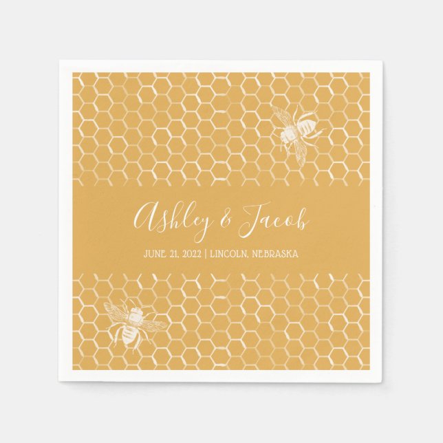 Golden Honeycomb Pattern Wedding Serviette (Vorderseite)