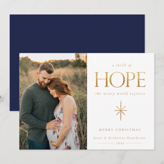Golden Hope Family Foto Weihnachtskarte (Vorne/Hinten)