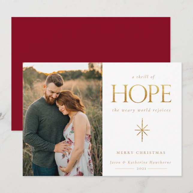 Golden Hope Family Foto Weihnachtskarte (Vorne/Hinten)