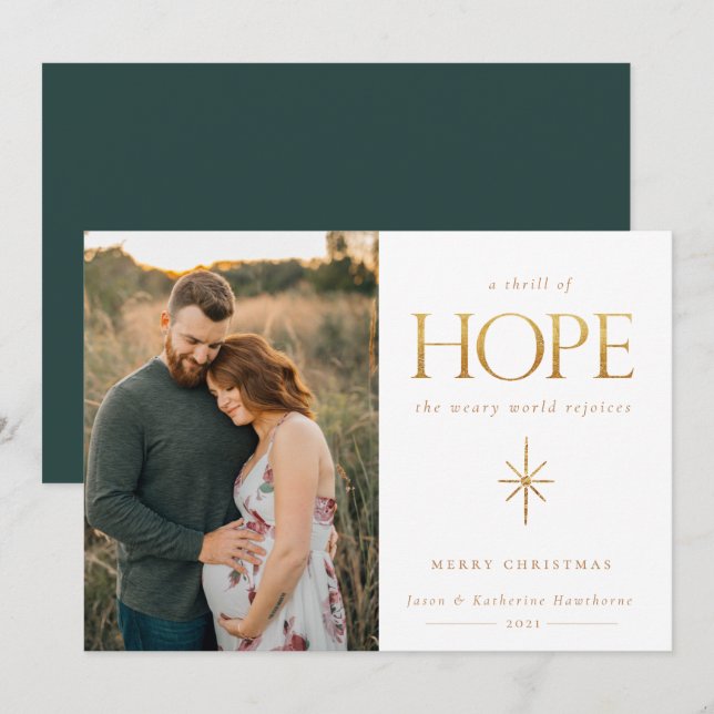 Golden Hope Family Foto Weihnachtskarte (Vorne/Hinten)