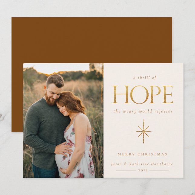 Golden Hope Family Foto Weihnachtskarte (Vorne/Hinten)