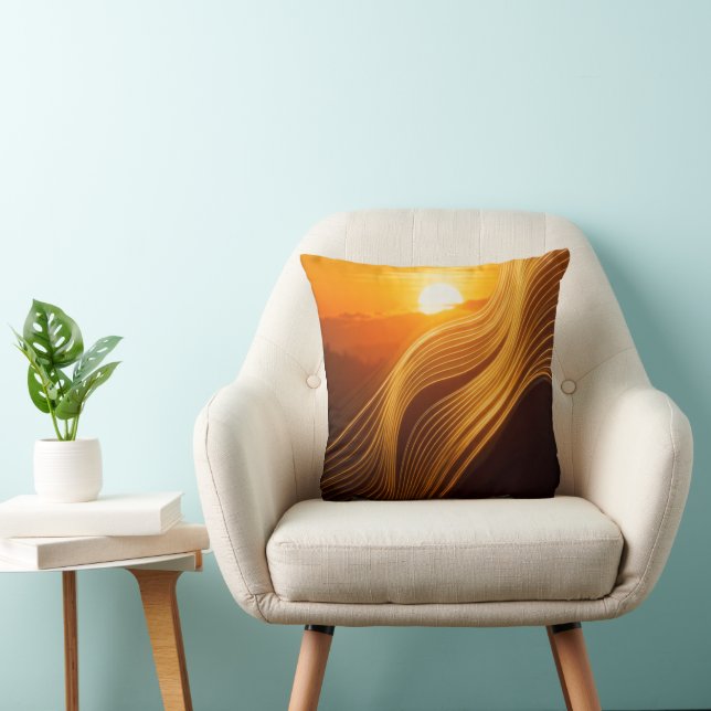 Golden Horizon — Abstract Luxury Throw Pillow Kissen (Stuhl )