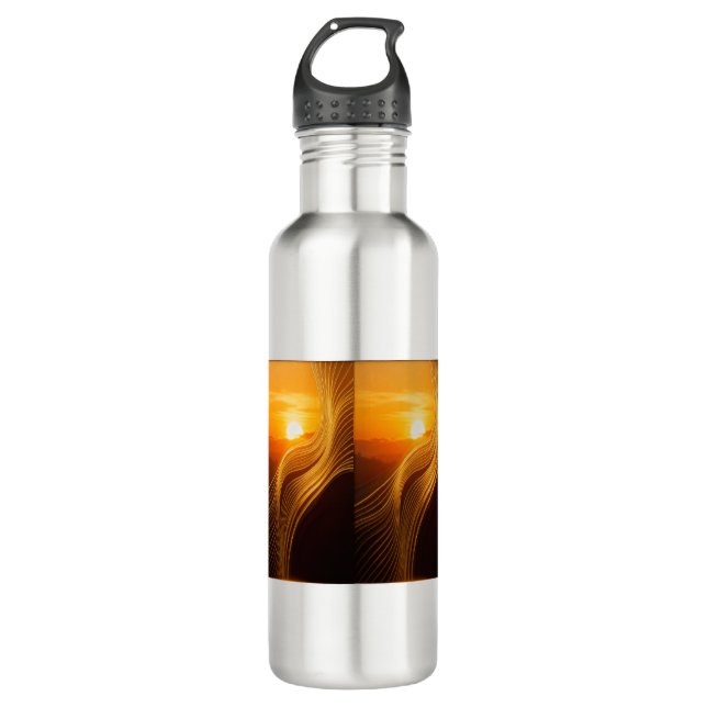 Golden Horizon — Abstract Modern Coffee Mug Edelstahlflasche (Vorderseite)