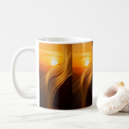 Golden Horizon — Abstrakter Moderner Kaffeebecher Kaffeetasse