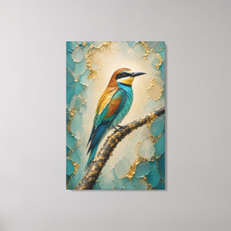 Golden Horizon Bienenfresser – Luxus-Impasto Leinwanddruck