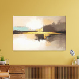 Golden Horizon – Minimalist Abstract Landscape Leinwanddruck