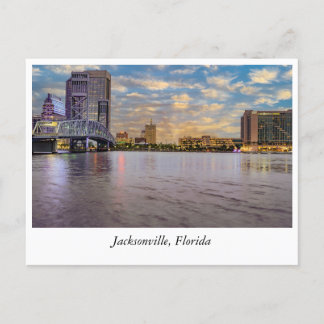 Golden Horizons: Sunset Jacksonville's Skyline Postkarte