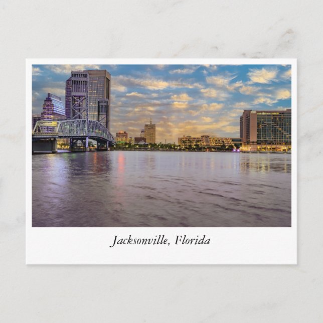 Golden Horizons: Sunset Jacksonville's Skyline Postkarte (Vorderseite)