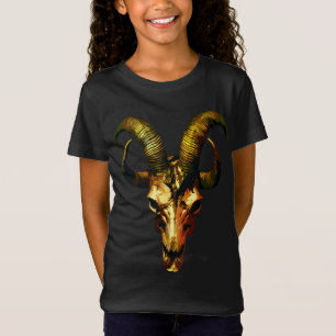 Golden Horned Skull - Dunkle Kunst T-Shirt