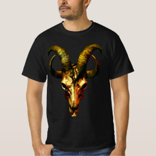 Golden Horned Skull - Dunkle Kunst T-Shirt