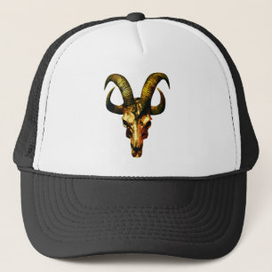 Golden Horned Skull - Dunkle Kunst Truckerkappe