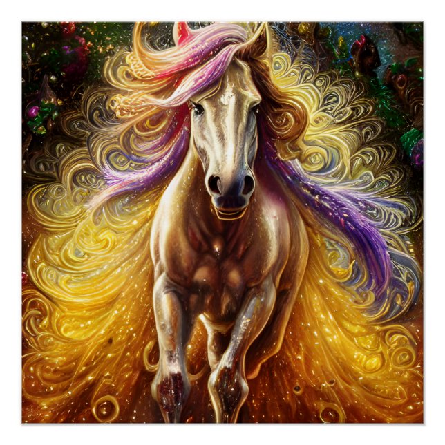 Golden Horse AI erzeugt Fantasie Poster (Vorderseite)
