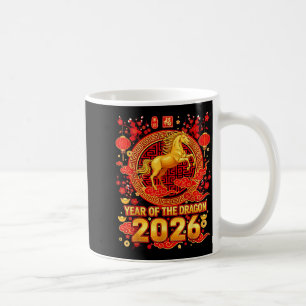 Golden Horse Chinesisches Neujahr 2026 Drache Zodi Kaffeetasse