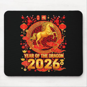 Golden Horse Chinesisches Neujahr 2026 Drache Zodi Mousepad