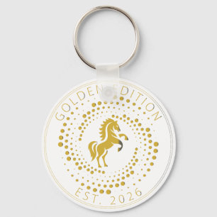 Golden Horse Logo Benutzerdefinierter Text Klassis Schlüsselanhänger