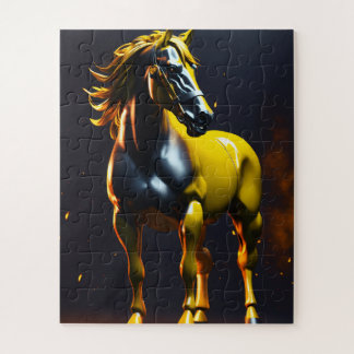 Golden Horse Logo Puzzle | Luxury Powerful Horse J