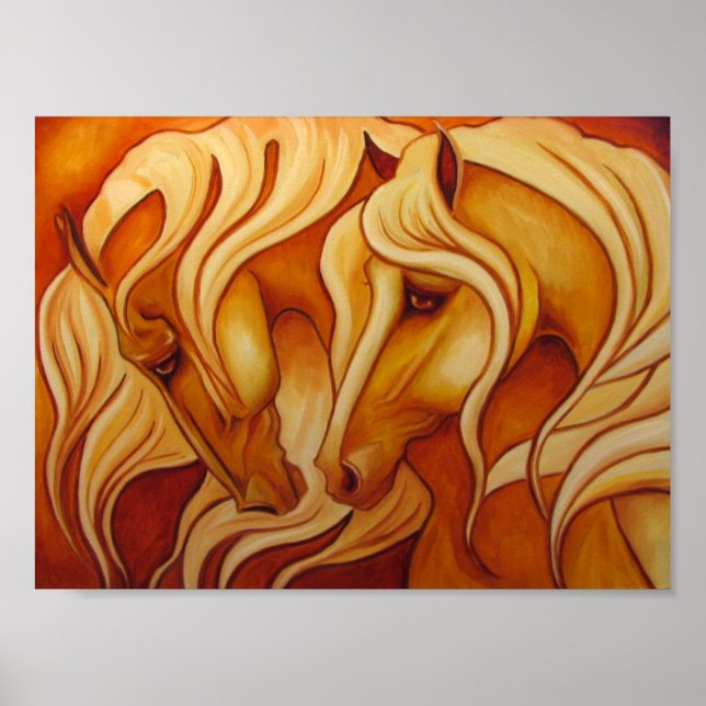 Golden Horses Print Poster (Vorne)