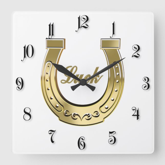 Golden horseshoe quadratische wanduhr (Vorderseite)