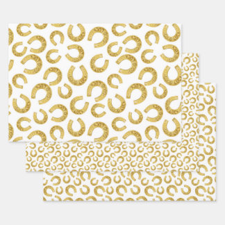 Golden Horseshoes Viel Glück St. Patricks Day Geschenkpapier Set
