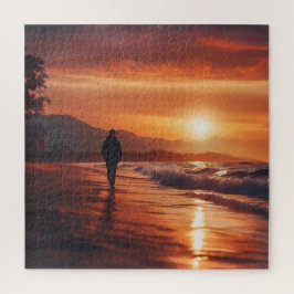 Golden Hour Beach Walking Man