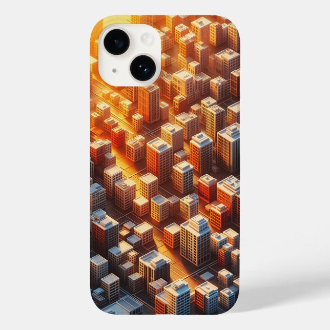 Golden Hour Cityscape Phone Case - Isometric 3D  (Rückseite)