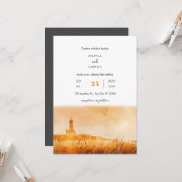 Golden Hour Coastal Lighthouse View Beach Hochzeit