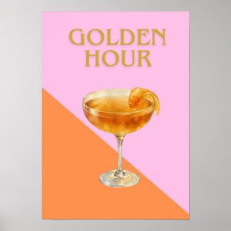 Golden Hour Cocktail-Wandkunst Poster