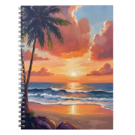 Golden Hour Cove | Wasserfarbe Tropischer Ozean Notizblock