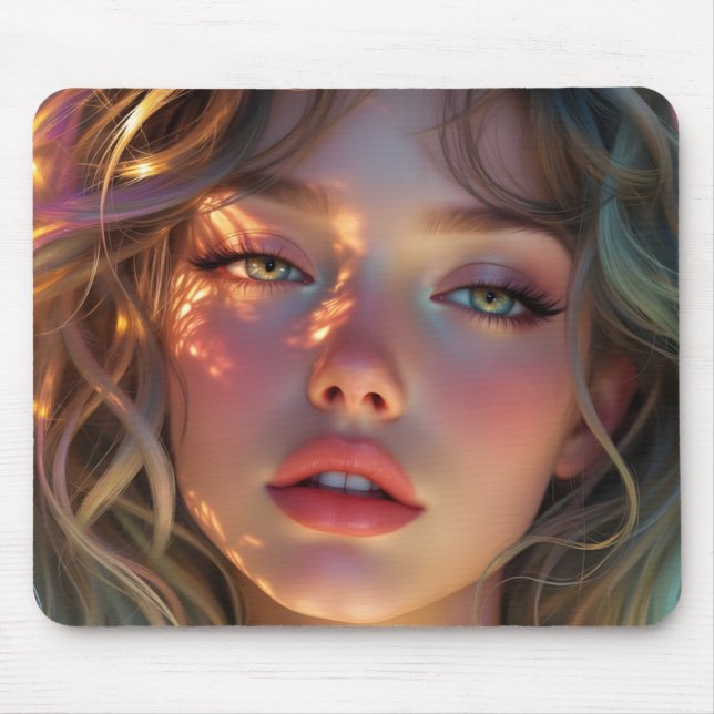 Golden Hour Dream - Radiant Angelo Portrait Mousepad (Vorne)