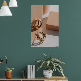 Golden Hour Hoops: Minimalist Fashion & Sculpture  Poster
