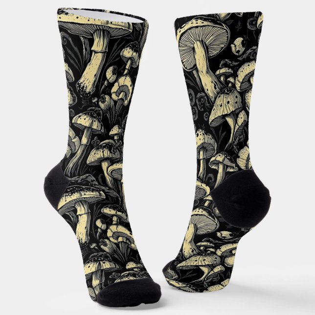 Golden Hour Mushroom Muster Socken (Gewinkelt)
