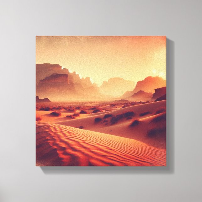 Golden Hour Over Desert Cliffs – Canvas Print Leinwanddruck (Vorderseite)