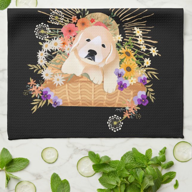 GOLDEN HOUR - Retriever - Kronen-/Küchenhandtuch Geschirrtuch (Gefaltet)
