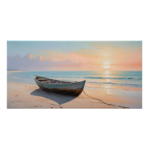 Golden Hour ruhiger Strand mit Bootsküste