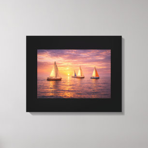Golden Hour Segelboote Leinwand-Wandkunst   Coasta Leinwanddruck