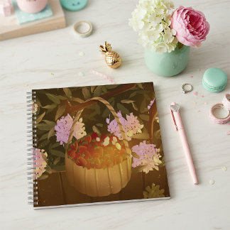 Golden Hour Strawberry Basket Square Notebook Notizbuch
