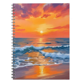 Golden Hour Sunset Ocean Beach Painting Notizblock