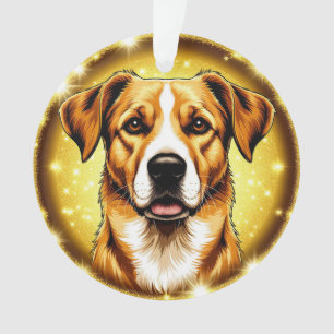 🐶 Golden-Hund-Porträt Luxus-Ornament Ästhetik Ornament