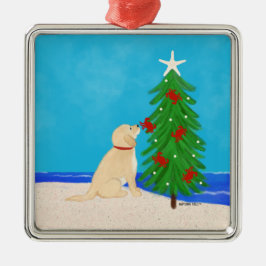 Golden Hund wünscht Platz zum Weihnachtsfeiern Ornament Aus Metall