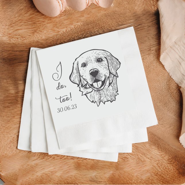 Golden I do to Dog Custom Cocktail Napkin Serviette (Von Creator hochgeladen)